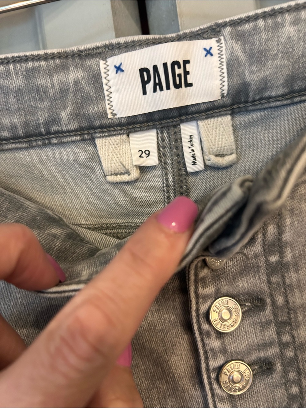 PAIGE Gray Button-Fly Denim Jeans - Picture 4 of 4